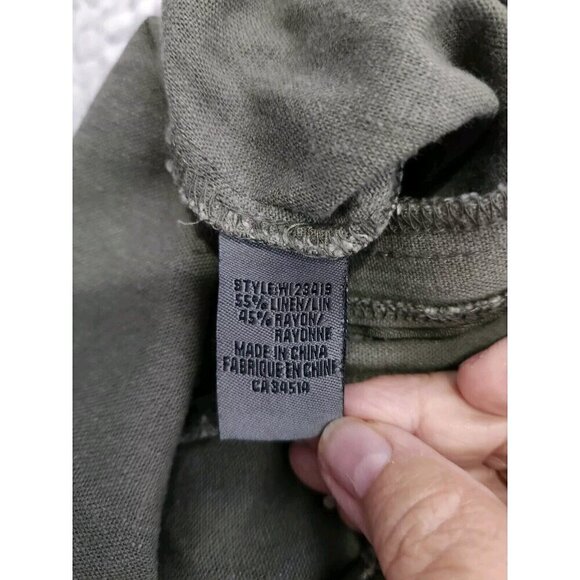 One By Chapter One Linen Blend Jogger Khaki Green Size Small - Picture 5 of 7